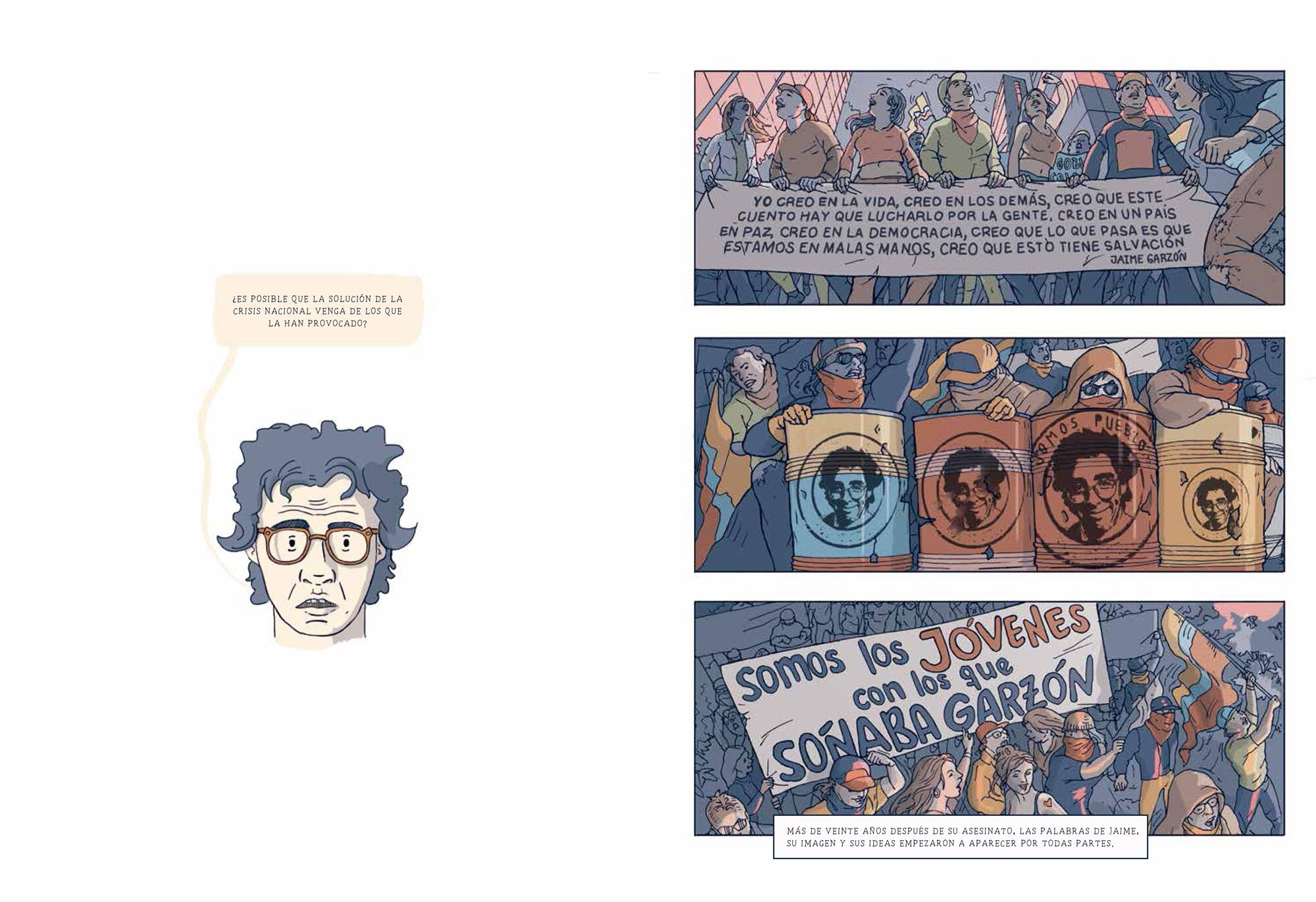 Doble página del cómic ‘Garzón, el duelo imposible’, de Alfredo Garzón y Verónica Ochoa